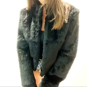 BCBG MAXAZRIA Black Fur Jacket Size Small NWOT